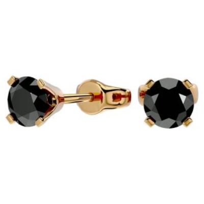 2ct Black Diamond Stud Earrings, 14k Yellow Gold | SuperJeweler.com