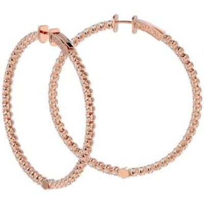 Diamond Hoop Earrings | 7 3/4 Carat Diamond Hoop Earrings In 14 Karat Rose Gold, 2 Inches | SuperJeweler