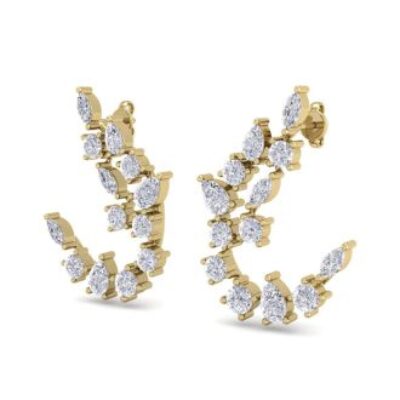 Diamond Drop Earrings | 3 Carat Fancy Diamond Drop Earrings In 14 Karat Yellow Gold