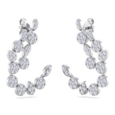 Diamond Drop Earrings | 1 1/4 Carat Pave Diamond Fancy Drop Earrings In 14 Karat White Gold