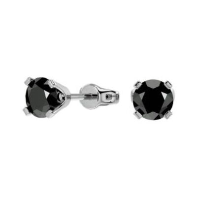 Diamond Stud Earrings | 3/4ct Black Diamond Stud Earrings in 14k White Gold | SuperJeweler