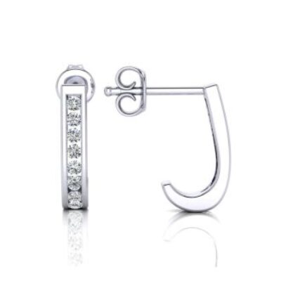 1/4ct Diamond Hoop Earrings in 10k White Gold | SuperJeweler.com