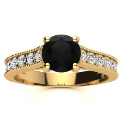 Black Diamond Rings | 1 1/2 Carat Round Shape Black Diamond Ring