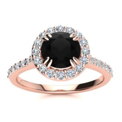 Black Diamond Rings | 1 1/4 Carat Round Shape Halo Black Diamond Ring