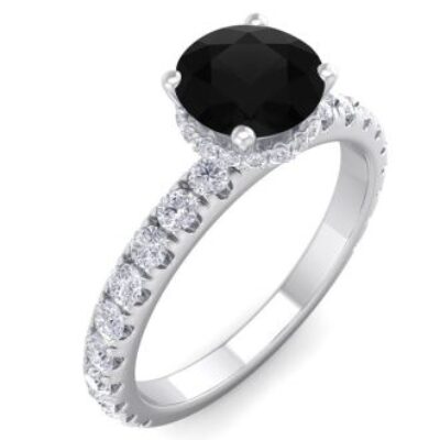 Black Diamond Rings | 1 1/2 Carat Round Shape Hidden Halo Black Diamond Ring