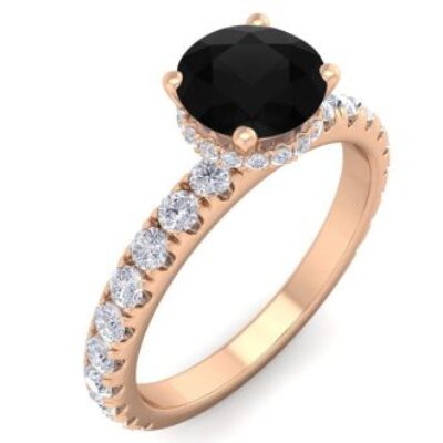 Black Diamond Rings | 1 1/2 Carat Round Shape Hidden Halo Black Diamond Ring