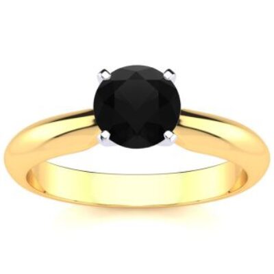 Black Diamond Rings | 1 Carat Black Diamond Solitaire Engagement Ring