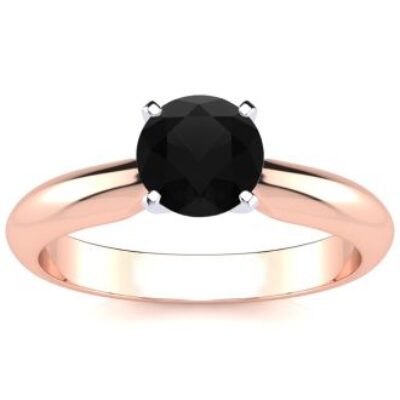 Black Diamond Rings | 1 Carat Black Diamond Solitaire Engagement Ring