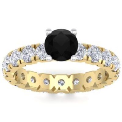 Black Diamond Rings | 3 Carat Round Shape Black Diamond Eternity Engagement Ring