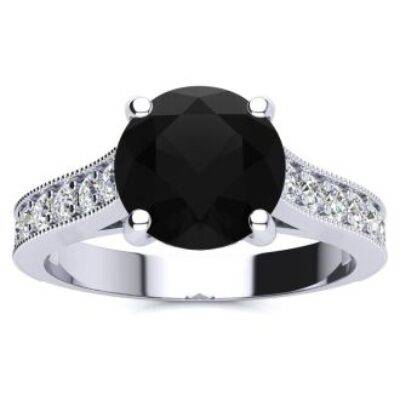 Black Diamond Rings | 2 1/2 Carat Round Shape Black Diamond Ring