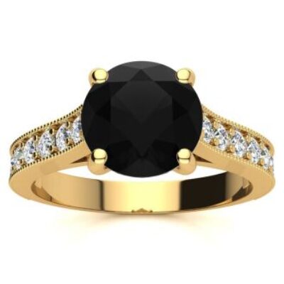 Black Diamond Rings | 2 1/2 Carat Round Shape Black Diamond Ring