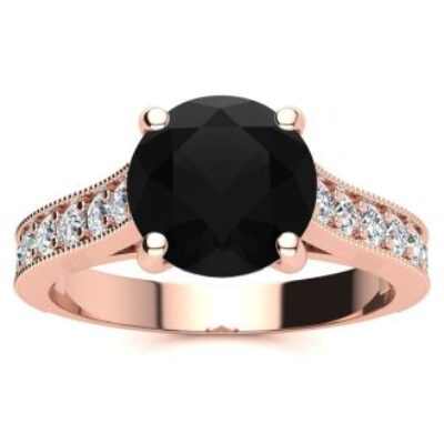 Black Diamond Rings | 2 1/2 Carat Round Shape Black Diamond Ring