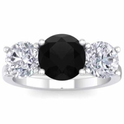 Black Diamond Rings | 4 Carat Black Diamond Three Stone Ring