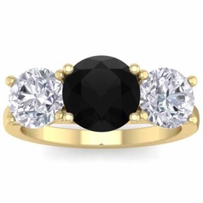 Black Diamond Rings | 4 Carat Black Diamond Three Stone Ring