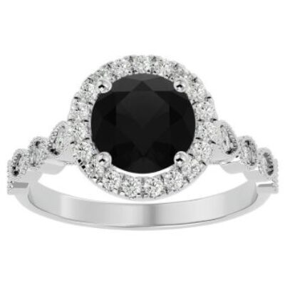 Black Diamond Rings | 2 1/2 Carat Halo Black Diamond Ring