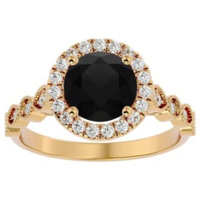 Black Diamond Rings | 2 1/2 Carat Halo Black Diamond Ring