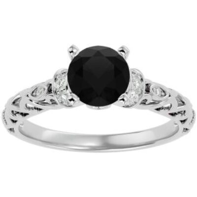 Black Diamond Rings | 1 3/4 Carat Vintage Black Diamond Ring