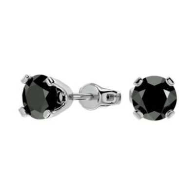 Moissanite Earrings | 1 Carat Black Moissanite Screw Back Stud Earrings In 14K White Gold  | Lowest Moissanite Earring Prices | SuperJeweler