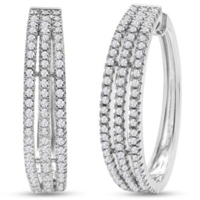 Diamond Hoop Earrings | 1 Carat Diamond Hoop Earrings