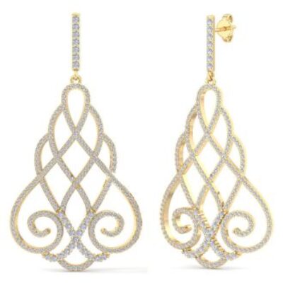 Diamond Drop Earrings | Diamond Chandelier Earrings In Gold