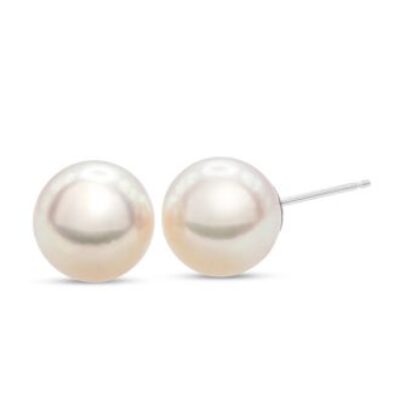 Pearl Stud Earrings | 7MM Pearl Stud Earrings In 14 Karat White Gold, AA Japanese Akoya