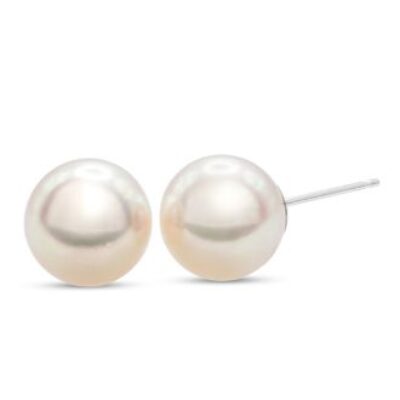 Pearl Stud Earrings | 8MM Pearl Stud Earrings In 14 Karat White Gold, AA Japanese Akoya