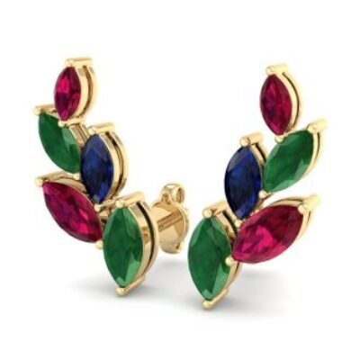 Diamond Ear Climbers | Gemstone Earrings