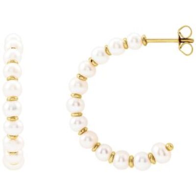 Pearl Drop Earrings | Pearl Drop Earrings With 4MM Freshwater Cultured Pearls In Yellow Gold