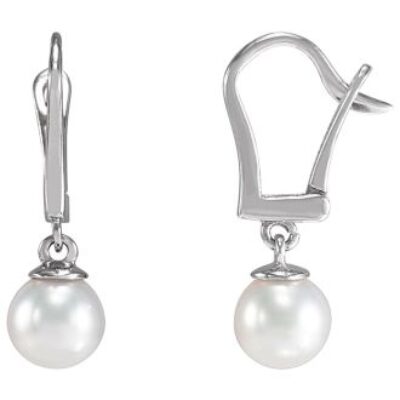 Pearl Drop Earrings | 4MM Pearl Drop Earrings With Freshwater Cultured Pearls In White Gold