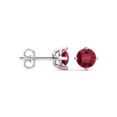 Ruby Earrings | July Birthstone | 1/2 Carat Natural Ruby Stud Earrings in Sterling Silver | SuperJeweler