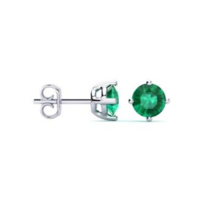 Emerald Earrings | May Birthstone | 1/2 Carat Natural Emerald Stud Earrings in Sterling Silver | SuperJeweler