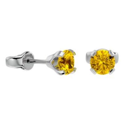 November Birthstone| .60ct Citrine Stud Earrings in 14k White Gold Filled | SuperJeweler