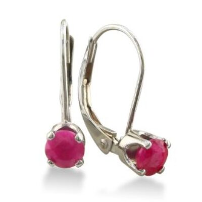 Ruby Earrings | July Birthstone | 1/2ct Solitaire Ruby Leverback Earrings In 14k White Gold  | SuperJeweler