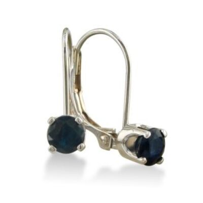 Sapphire Earrings | September Birthstone | 1/2ct Solitaire Sapphire Leverback Earrings in 14k White Gold | SuperJeweler