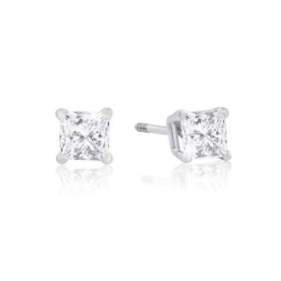 Diamond Stud Earrings | 1/2ct Princess Diamond Stud Earrings In 14k White Gold | SuperJeweler