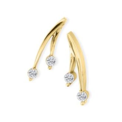 Diamond Drop Earrings | 1/4ct Diamond Olive Branch Earrings, 14k Yellow Gold