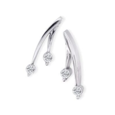 Diamond Drop Earrings | 1/4ct Diamond Olive Branch Earrings, 14k White Gold