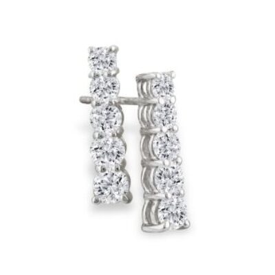 Diamond Drop Earrings | 1/2ct Classic Diamond Line Earrings in 14k White Gold