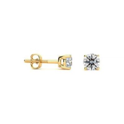 Diamond Stud Earrings | 1/4 Carat Round Diamond Stud Earrings In 14 Karat Yellow Gold | SuperJeweler