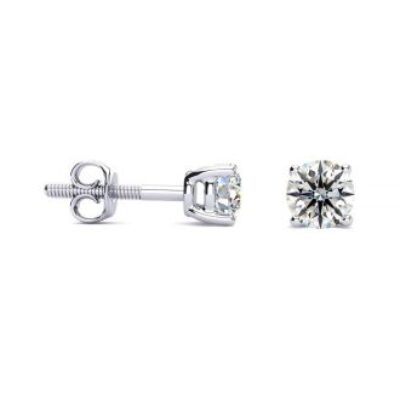 Diamond Stud Earrings | 1/2 Carat Round Diamond Stud Earrings In 14 Karat White Gold | SuperJeweler