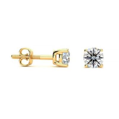 Diamond Stud Earrings | 1/2 Carat Round Diamond Stud Earrings In 14 Karat Yellow Gold | SuperJeweler