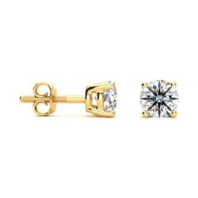 Diamond Stud Earrings | 3/4 Carat Round Diamond Stud Earrings In 14 Karat Yellow Gold | SuperJeweler