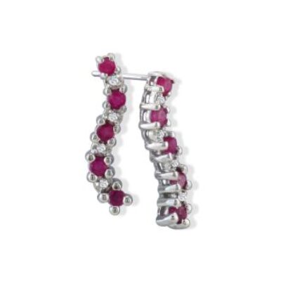 Ruby Earrings | July Birthstone | 1/2ct Ruby and Diamond Journey Earrings In White Gold | SuperJeweler